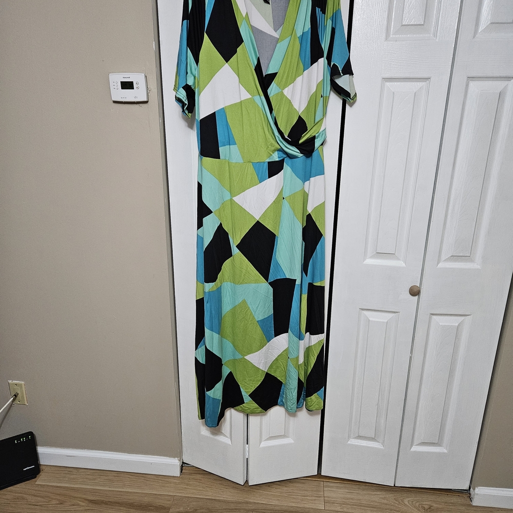 Ashley Stewart Vibrant Geometric Maxi Dress